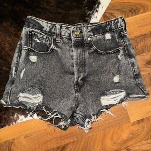 Black denim shorts